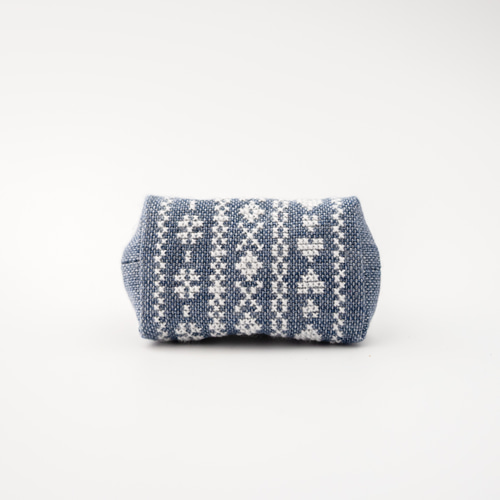 繊細な白のボーダー刺繍 リネンミニがま口ポーチ（SS）｜クロス
