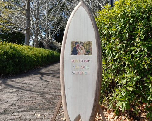 サーフボード型ウェルカムボード LED付き サーフボード型ウェルカムボード LED付き