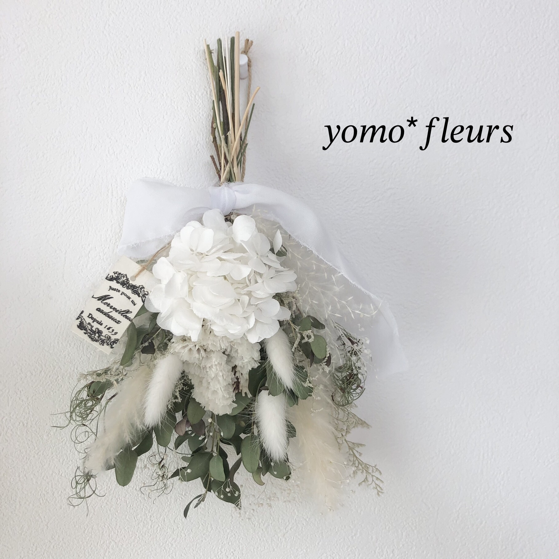 ドライフラワー★ナチュラルスワッグ★ミニ薔薇　紫陽花　インテリア♪1点物♪癒し♪