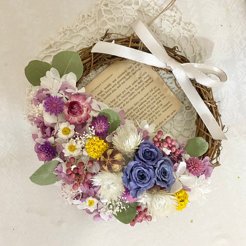 雨上がりの紫陽花のきらきらした雰囲気を♪アジサイのハートリース