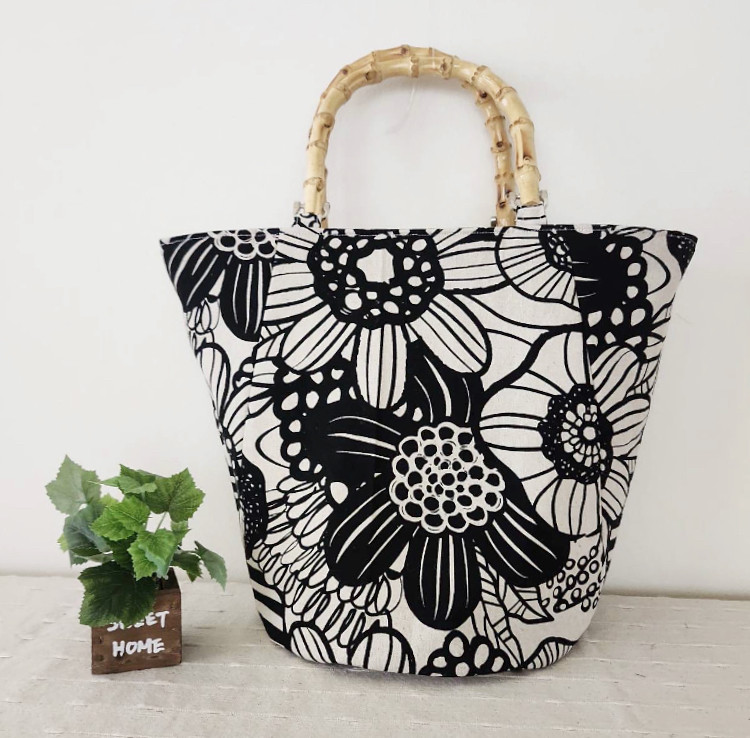 bamboo♡北欧柄✴︎丸底バケツbag