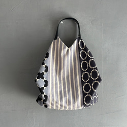 入荷！★トライアングル1番人気！黒色モダンでカッコいい！トライアングルバック　鳥パッチ綿麻【受注製作】 3枚目の画像