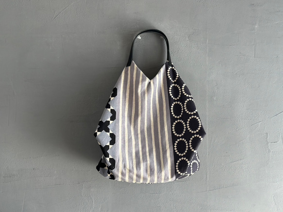入荷！★トライアングル1番人気！黒色モダンでカッコいい！トライアングルバック　鳥パッチ綿麻【受注製作】 3枚目の画像