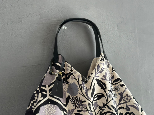 入荷！★トライアングル1番人気！黒色モダンでカッコいい！トライアングルバック　鳥パッチ綿麻【受注製作】 5枚目の画像