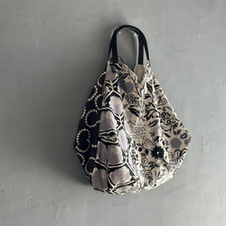 入荷！★トライアングル1番人気！黒色モダンでカッコいい！トライアングルバック　鳥パッチ綿麻【受注製作】 6枚目の画像