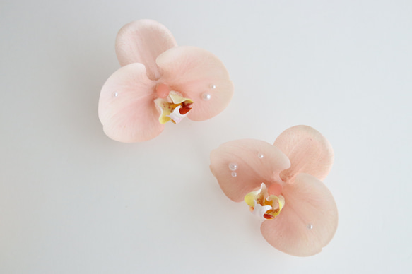 パール付き胡蝶蘭と桜のヘアパーツセット　Pink サクラ　コチョウラン　前撮り　和装ヘア 5枚目の画像