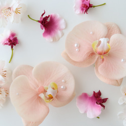 パール付き胡蝶蘭と桜のヘアパーツセット　Pink サクラ　コチョウラン　前撮り　和装ヘア 6枚目の画像