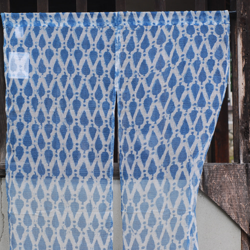 のれん☆インド綿☆藍染め風☆「コタドリアインディゴ ドロップ85