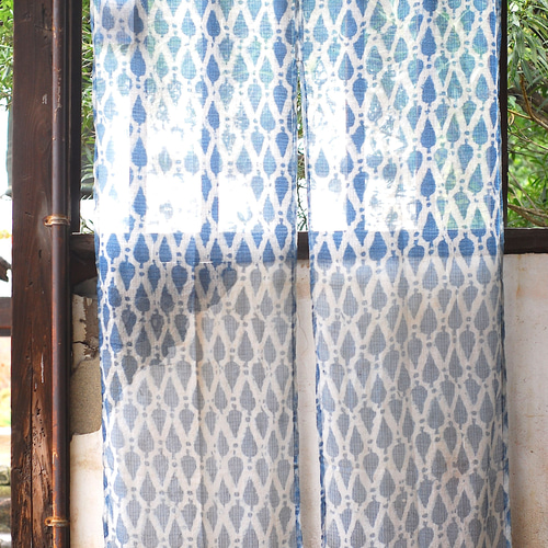 のれん☆インド綿☆藍染め風☆「コタドリアインディゴ ドロップ85