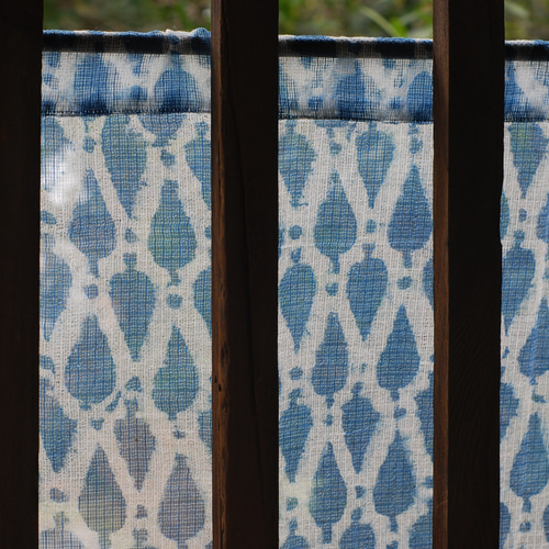 のれん☆インド綿☆藍染め風☆「コタドリアインディゴ ドロップ85