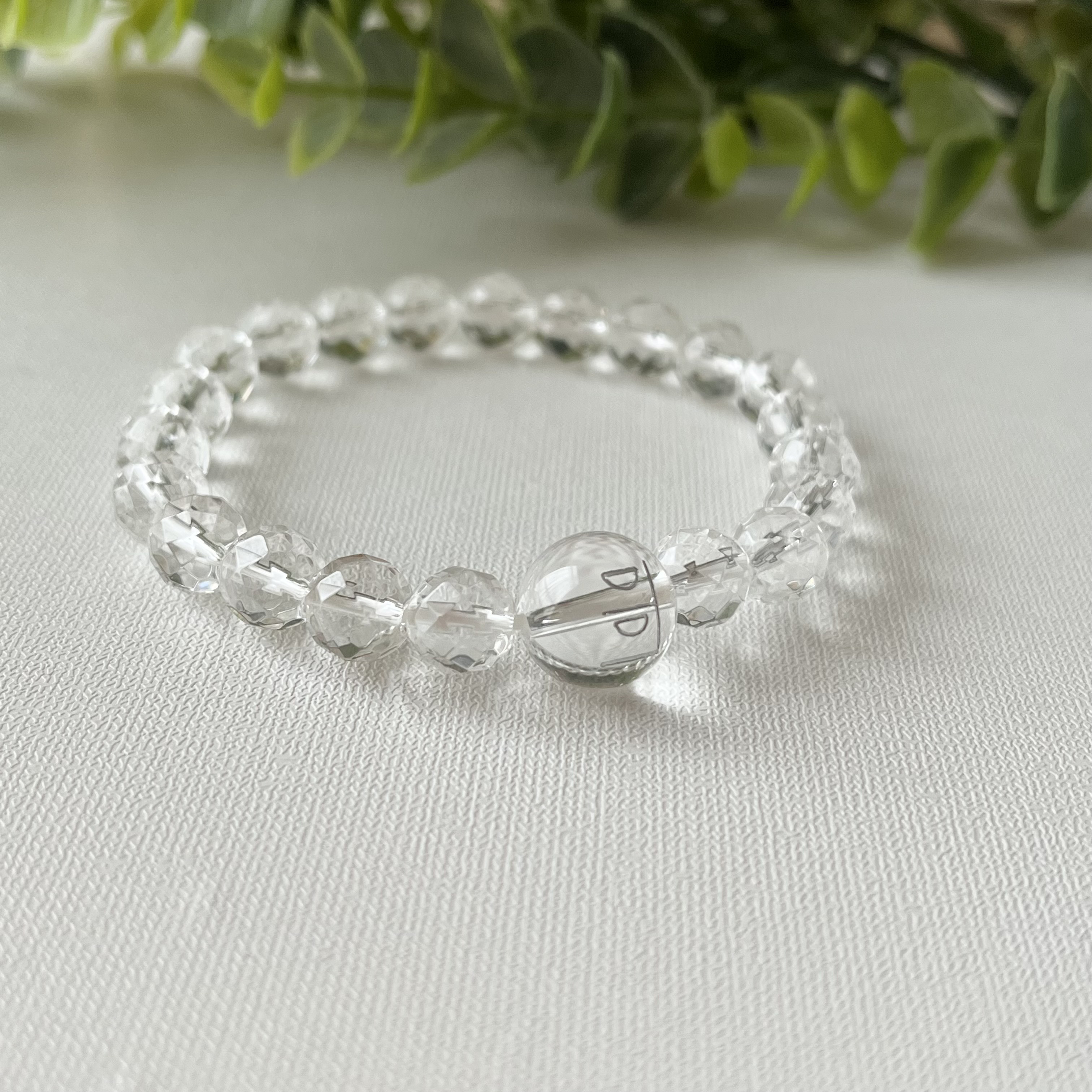 龍体文字水晶（1個）と水晶のブレスレット★龍体文字入替可能★貴重な龍体文字水晶