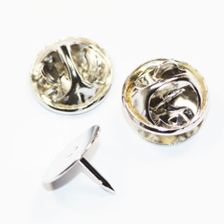 ブローチピンホルダー ネクタイバッジバック フラットベース 銀色 シルバーカラー2コ入り CT188 3枚目の画像