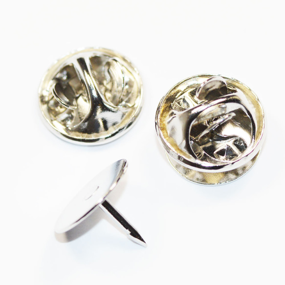 ブローチピンホルダー ネクタイバッジバック フラットベース 銀色 シルバーカラー2コ入り CT188 3枚目の画像