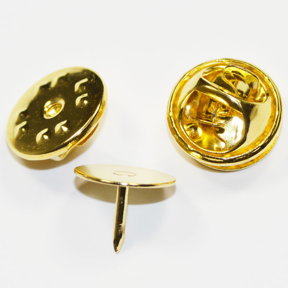 ブローチピンホルダー ネクタイバッジバック フラットベース 金色 ゴールドカラー2コ入り CT189 3枚目の画像