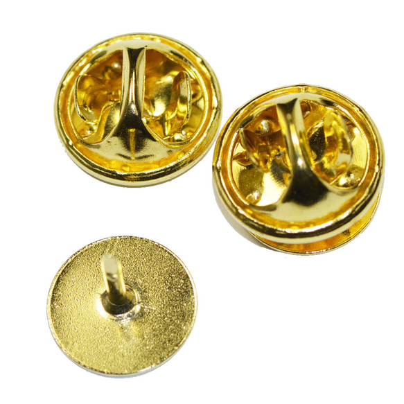 ブローチピンホルダー ネクタイバッジバック フラットベース 金色 ゴールドカラー2コ入り CT189 1枚目の画像