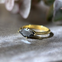 【受注製作】ブラックスピネルのマーキスリング（真鍮・silver950） 4枚目の画像