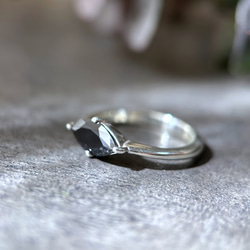 【受注製作】ブラックスピネルのマーキスリング（真鍮・silver950） 9枚目の画像