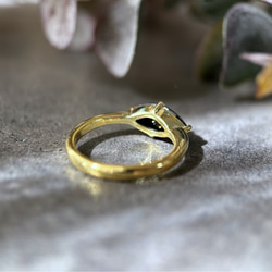 【受注製作】ブラックスピネルのマーキスリング（真鍮・silver950） 6枚目の画像