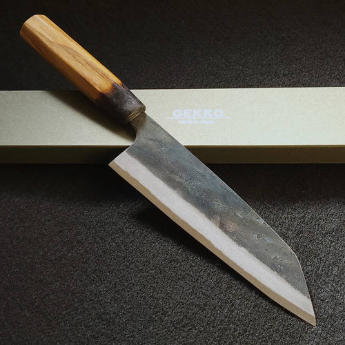 1点物】白紙1号 黒打 万能包丁 180㎜ #8032 栗柄 月光作 包丁・ナイフ