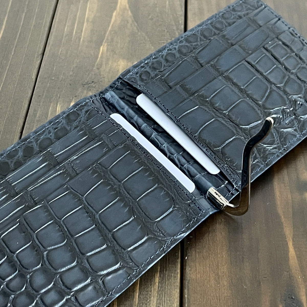 リザード × アリゲーター 無双 マネークリップ ネイビー