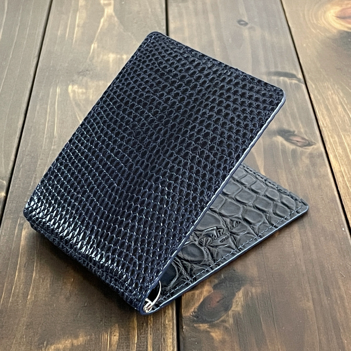 リザード × アリゲーター 無双 マネークリップ ネイビー