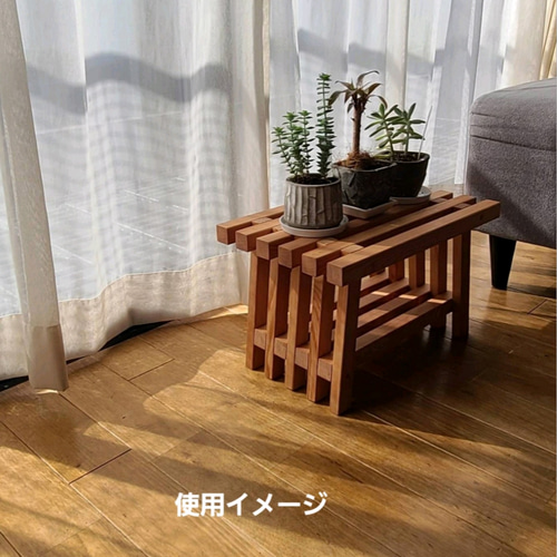 ワケありな逸品】手織花遊 格子 花台 サイドテーブル 椅子 観葉植物の