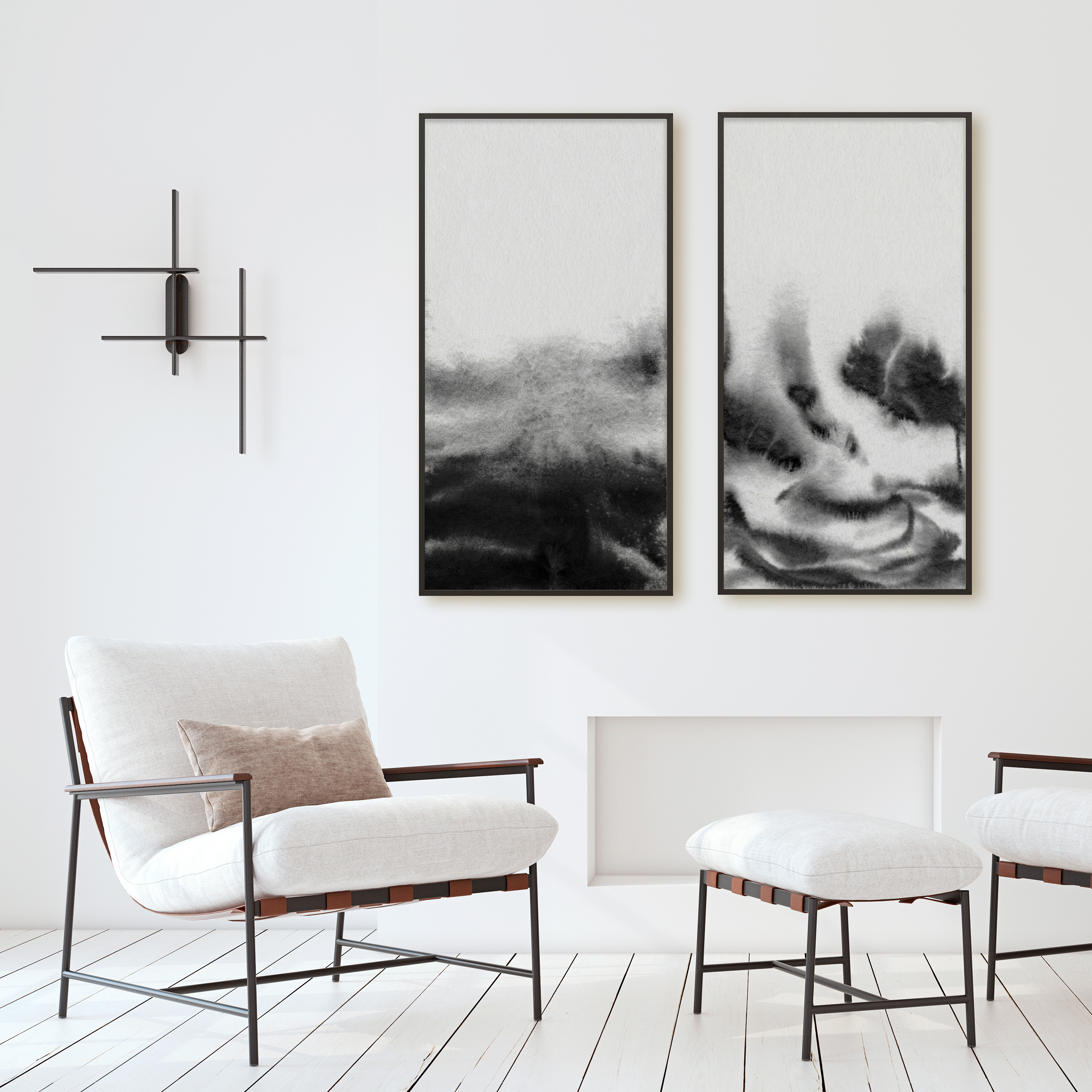 額付アートポスター 横長【 SUIBOKU 】木製フレーム付 UVカット板入