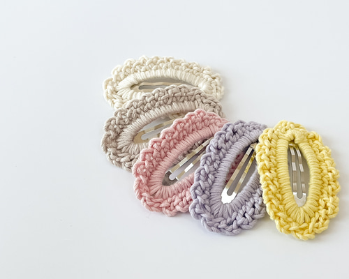 フリルパッチンピン しっかり止まる 手編み シンプル カラフル ベビー