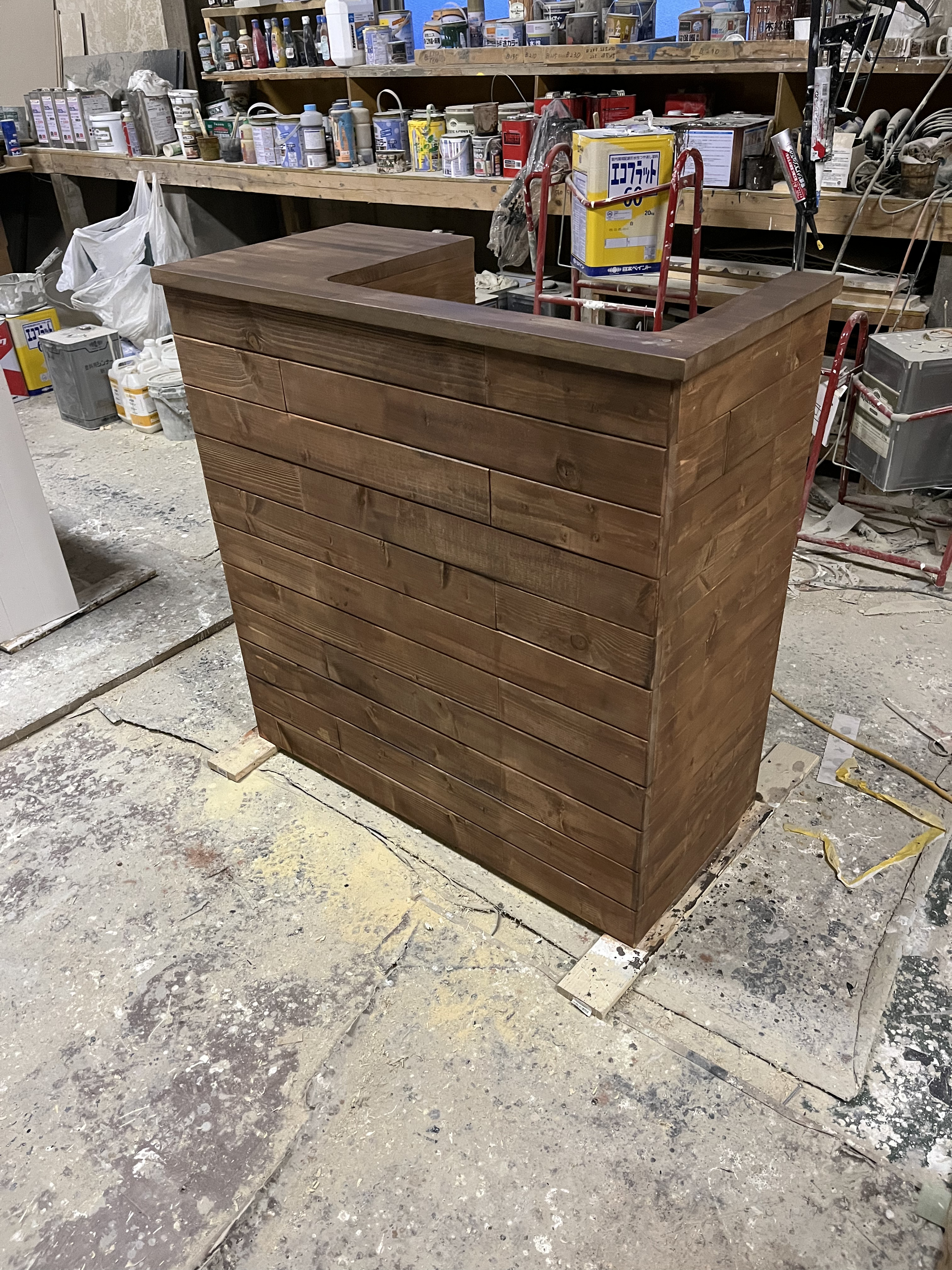 【横板貼り】レジカウンター　受付カウンター　　幅100✖︎高さ100✖︎奥行き38センチ,