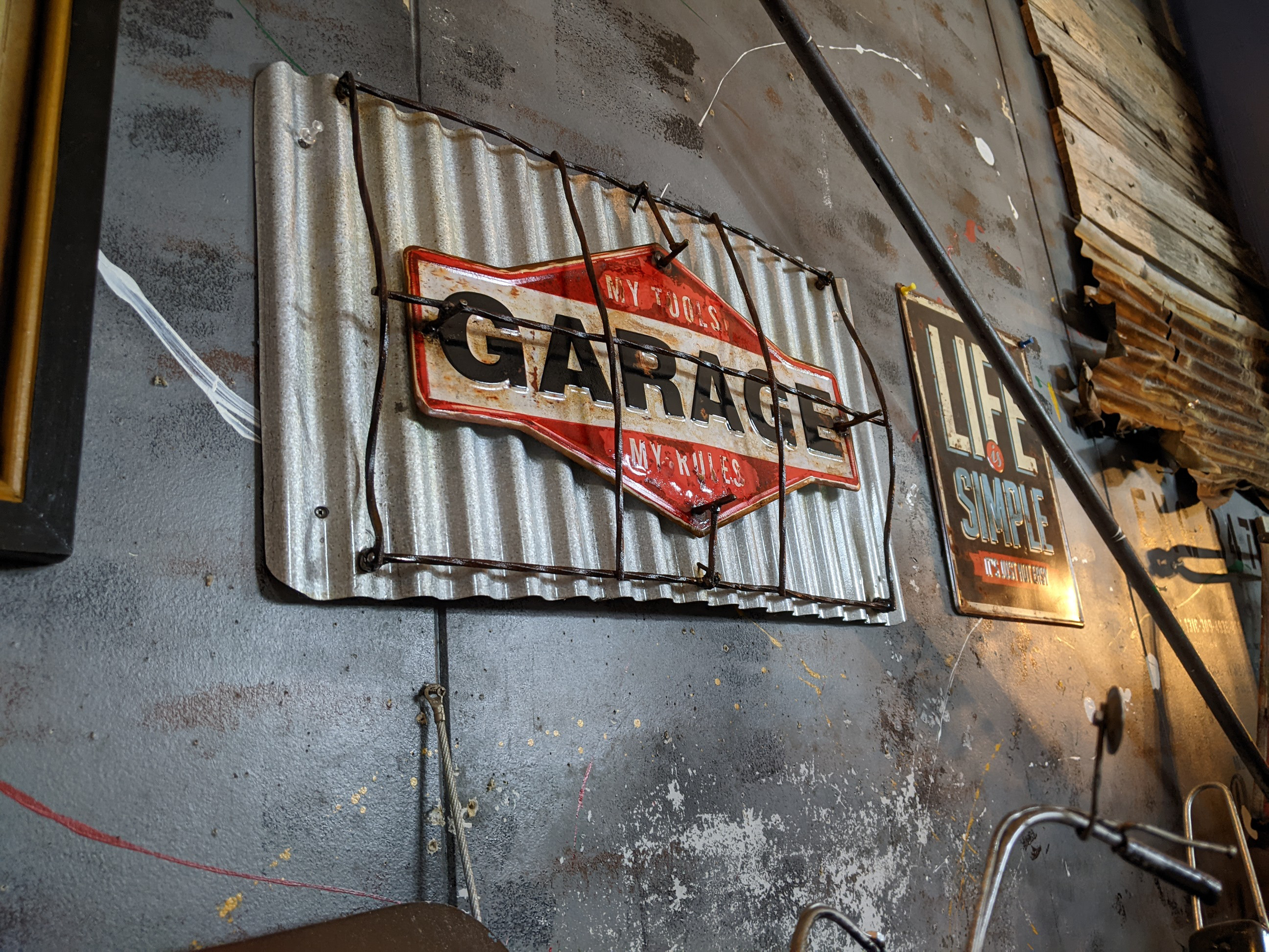 GARAGEサインボード ガレージ壁掛け看板 アメリカンフェンス 店舗什器 GARAGEサインボード ガレージ壁掛け看板 アメリカンフェンス