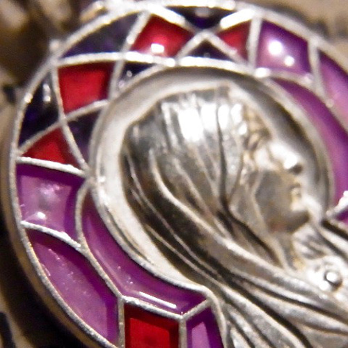 フランス ヴィンテージ デッドストック ステンドグラス風 聖母マリア