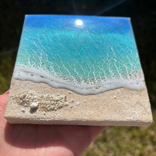 レジン 海アート オーシャンアート ミニキャンバス 10×10cm 南国 沖縄