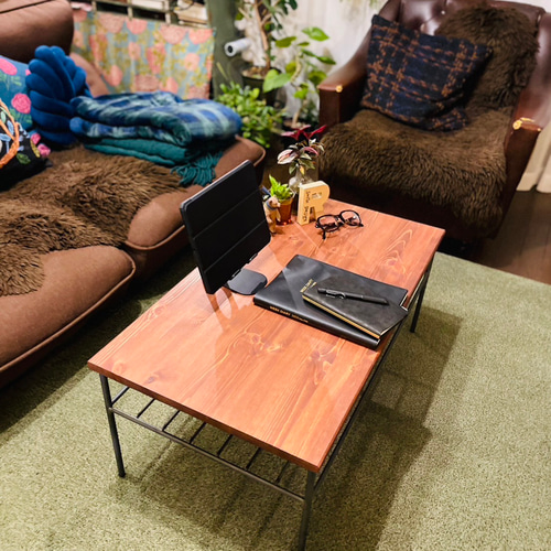 【送料込】　アイアンローテーブル　ハンドメイド　オーダーメイド　男前アイアン家具 アイアンローテーブル アイアン家具 男前家具 無骨 ハンドメイド