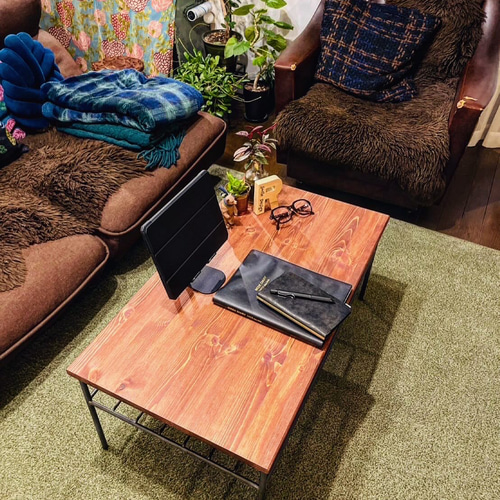 【送料込】　アイアンローテーブル　ハンドメイド　オーダーメイド　男前アイアン家具 アイアンローテーブル アイアン家具 男前家具 無骨 ハンドメイド