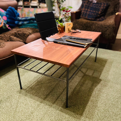 【送料込】　アイアンローテーブル　ハンドメイド　オーダーメイド　男前アイアン家具 アイアンローテーブル アイアン家具 男前家具 無骨 ハンドメイド