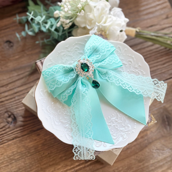 レノックス (大きなリボン) ビッグダブルリボン 金ふちネイビー×濃紺