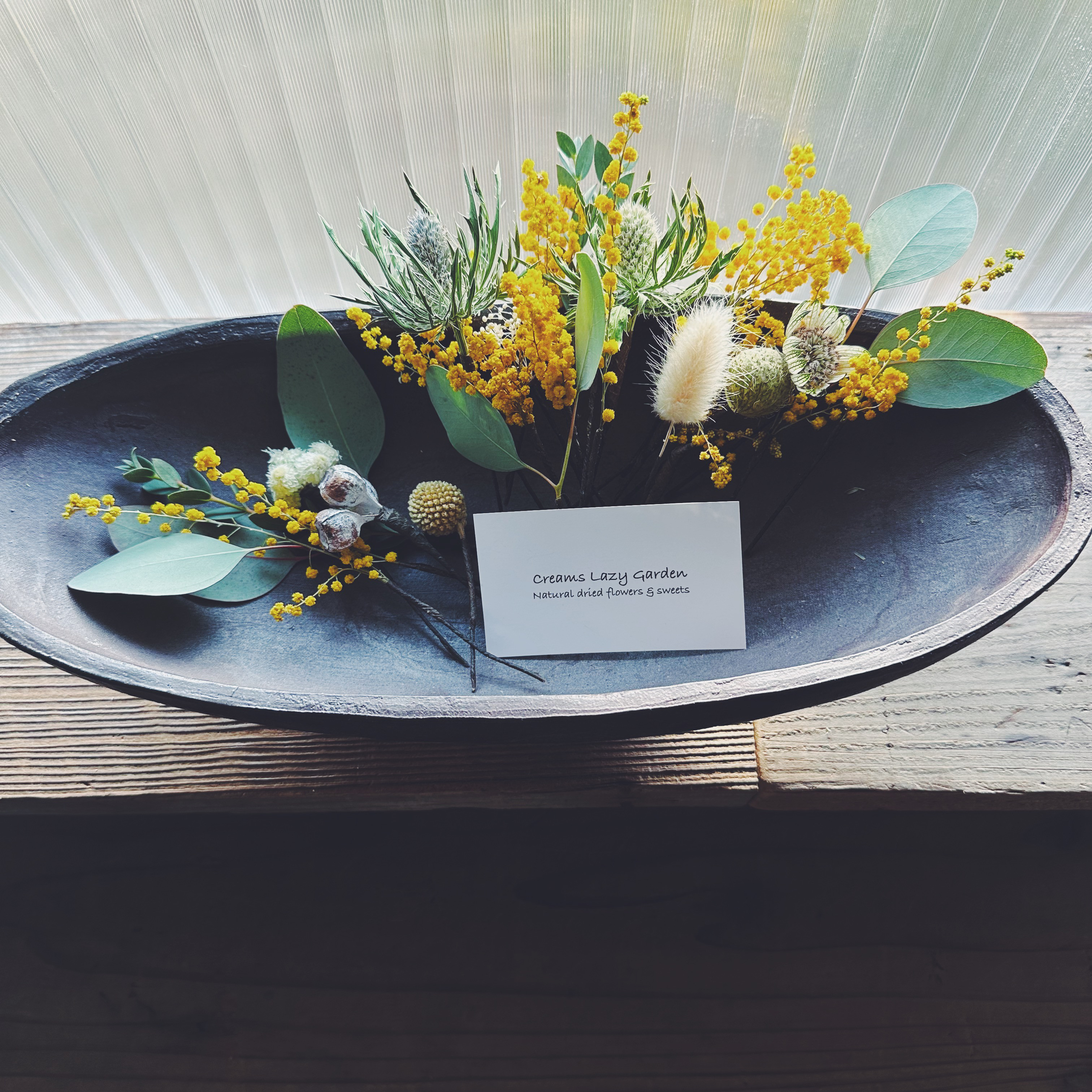 98 Dreird flowers head dress  Mimosa /   ヘッドドレス ミモザとエリンジューム