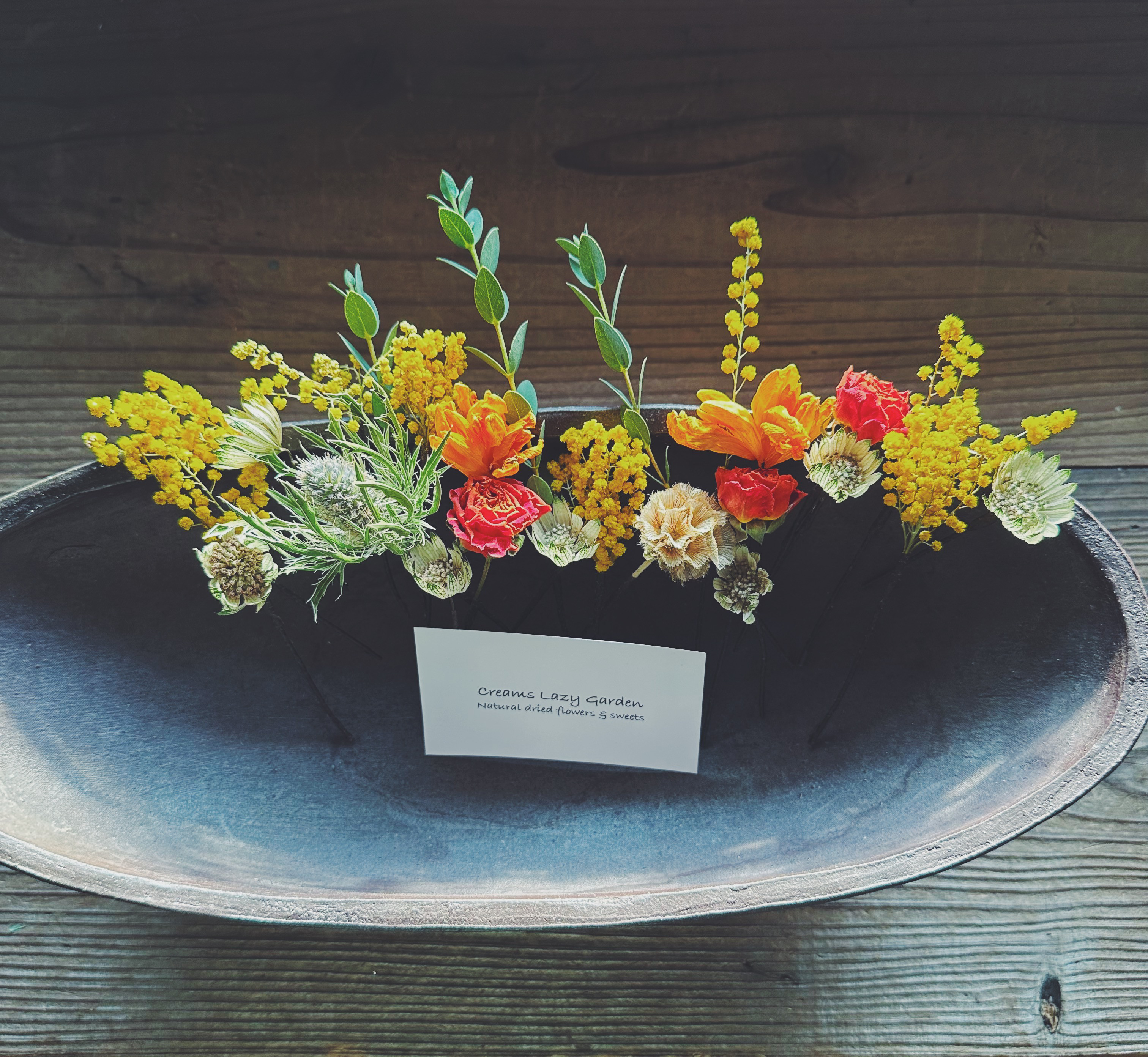 99 Dreird flowers head dress  Mimosa /   ヘッドドレス ミモザとローズ