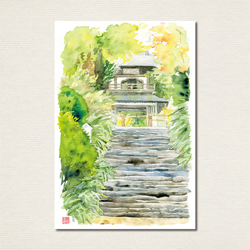 水彩画ポストカード12枚セット〈日本の風景〉 ポストカード Le moineau