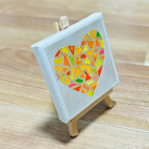 10cm】モザイクアート タイル風 ハート キャンバスアート