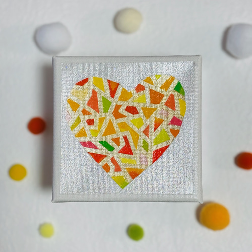 ハートのイラスト キャンバスアート 約20cm ハートのイラスト