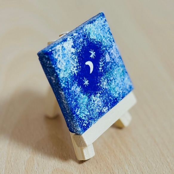 5cm】夜空 月 キャンバスアート カラフル アクリル絵の具 ※運気アップ