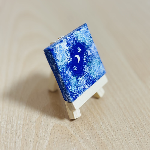 5cm】夜空 月 キャンバスアート カラフル アクリル絵の具 ※運気