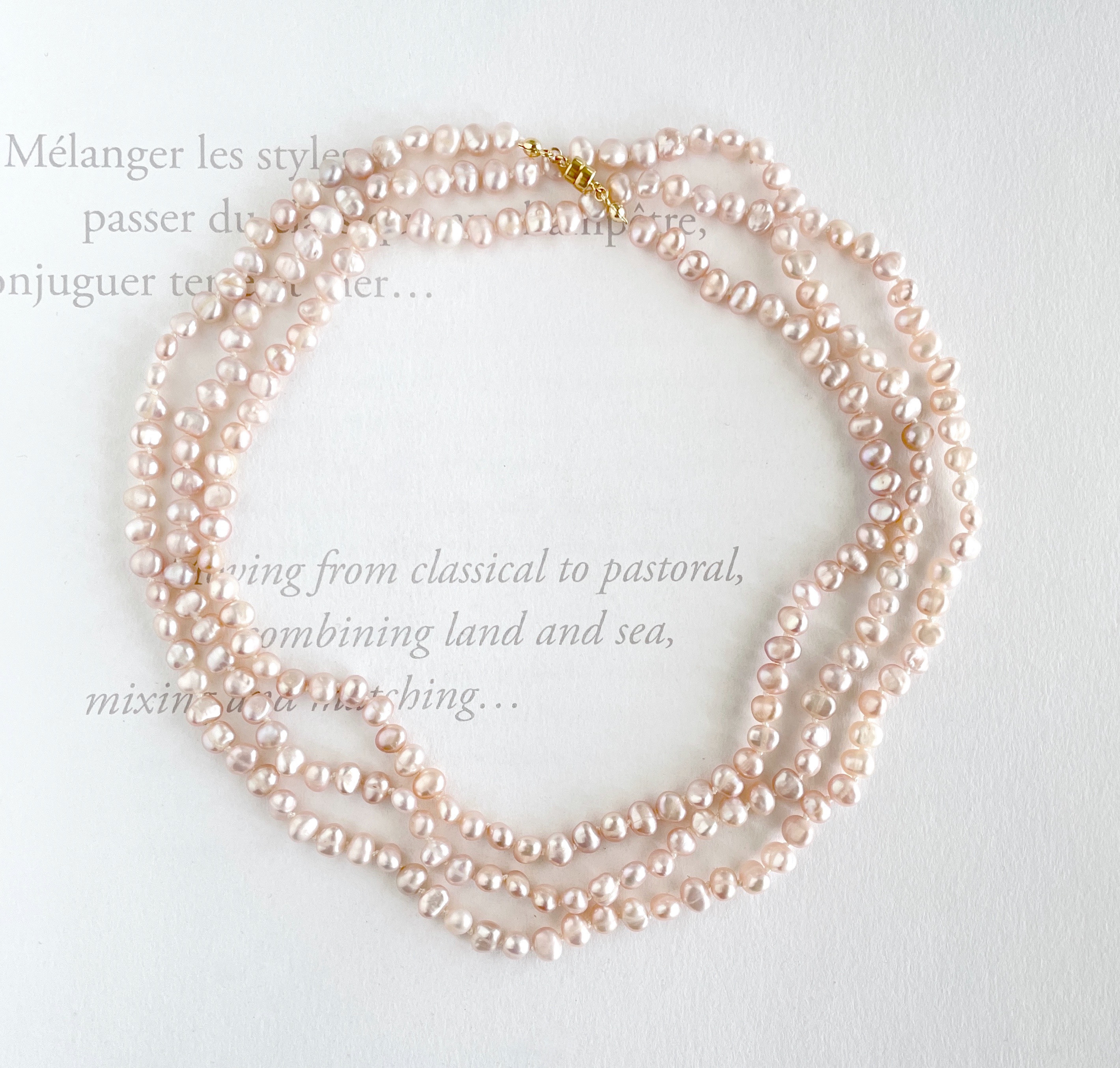 バロックパール ほんのり桜ピンク 超ロングネックレス  ちょっと訳あり 1点のみ