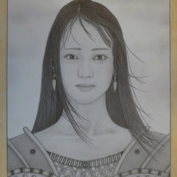 F4サイズの鉛筆画（美人画）です。（額付き） 絵画 tukumo