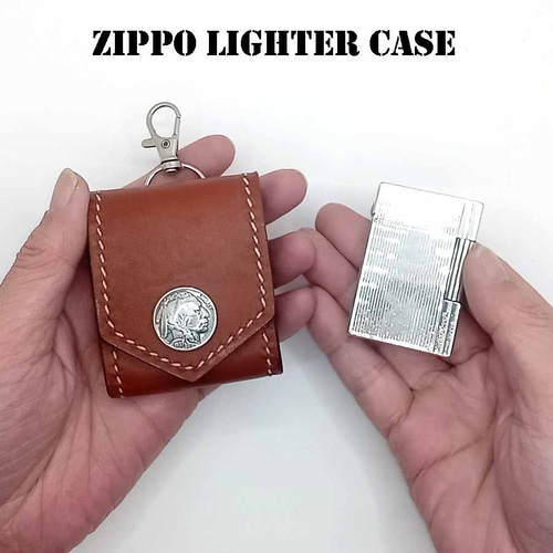 本革 レザー Zippo ライターケース ブラウン 牛革 デュポン
