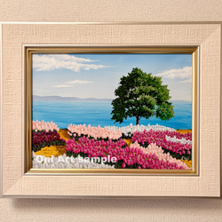 ひまわりの咲く丘」アクリル画 原画 キャンバス 25cm角サイズ