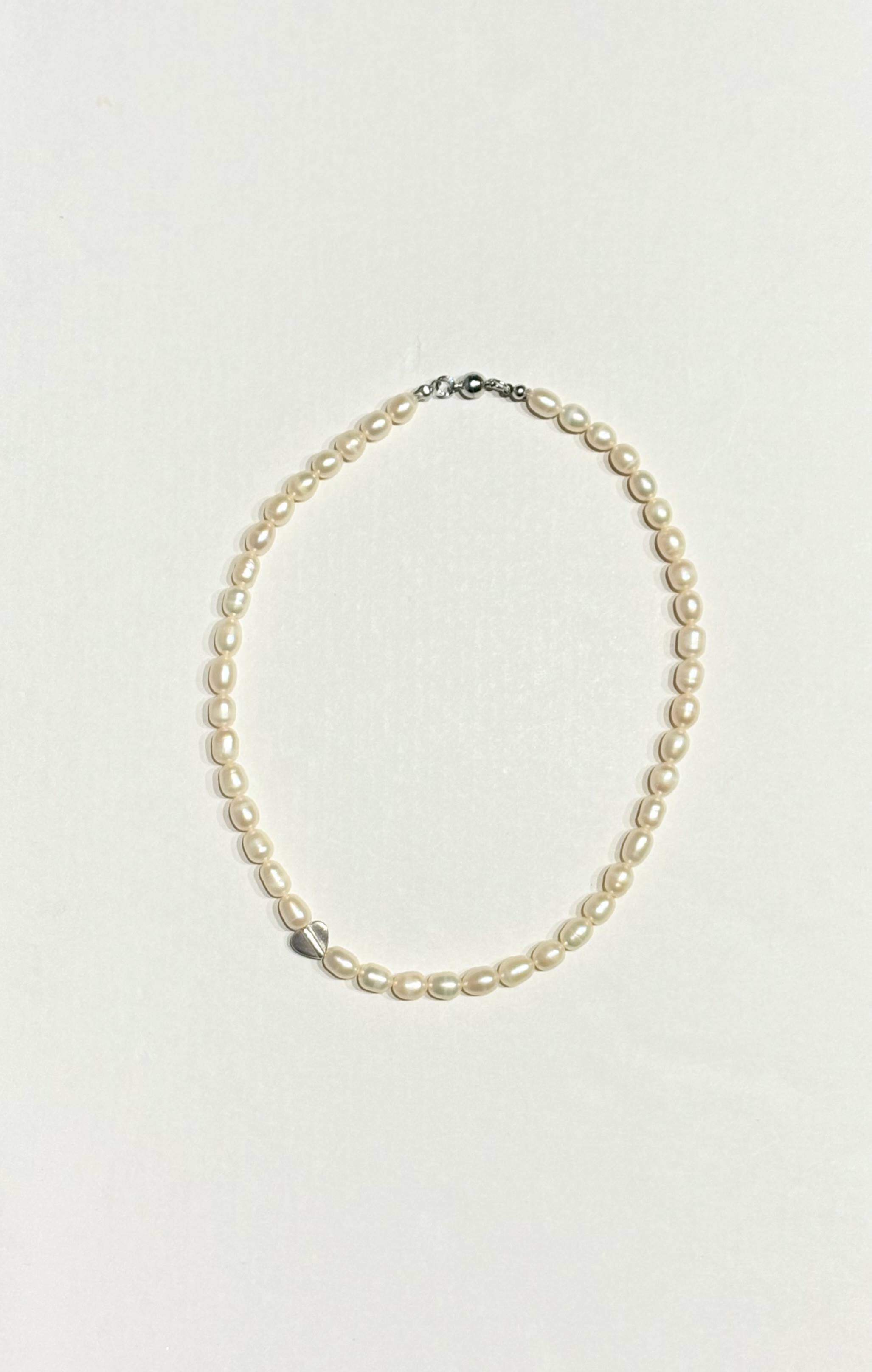 淡水パールネックレス　ハート　カレンシルバー　粒揃い　セレモニー　卒入学　シンプル　一癖　結婚式　金具変更