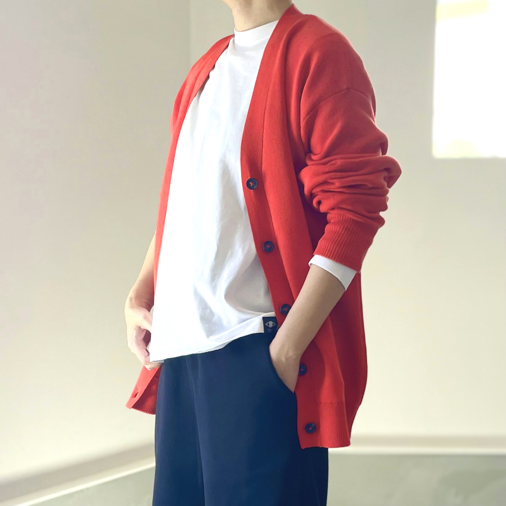 『2026再販』オフィスでも普段使いにも◎オーバーサイズニットカーディガン レディース【オレンジ】