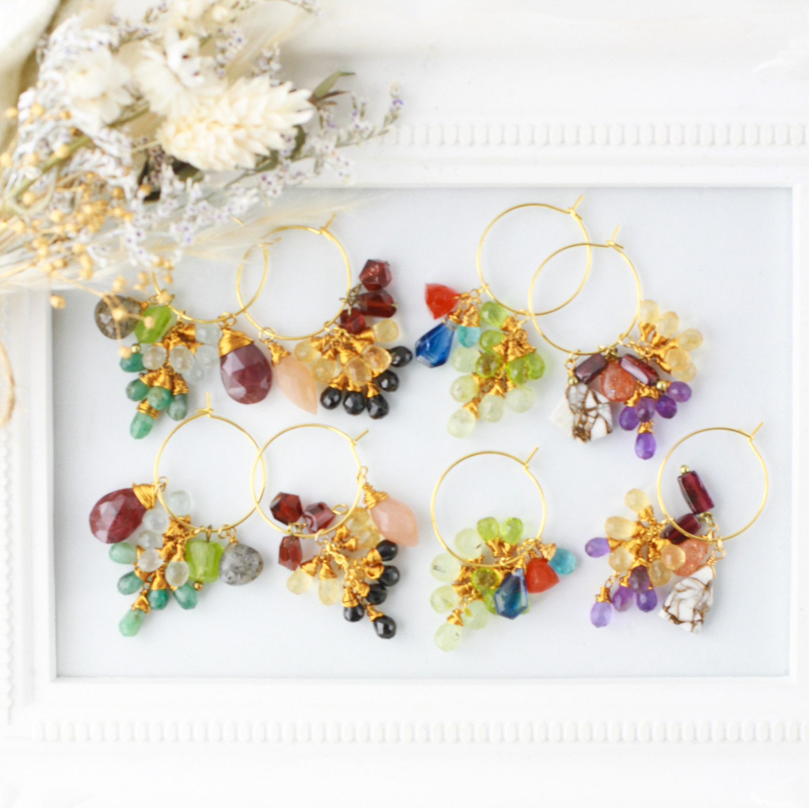 【4種（春夏秋冬デザイン）】花束　着せ替え　フープピアス